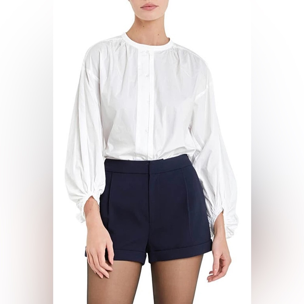 English Factory Cotton Poplin Button-Up Top in White at Nordstrom, Size Small
